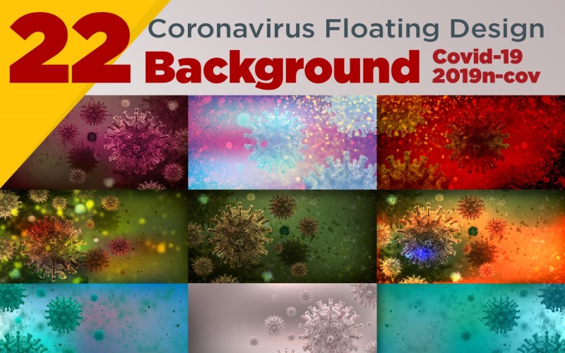 22 Wirus Corona Floating Design Covid-19 Tło