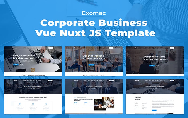 Exomac - Website-Vorlage für Corporate Business Vue Nuxt JS