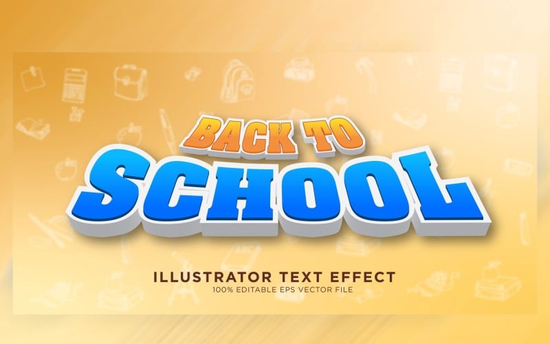 Ilustración de efecto de texto de Illustrator de regreso a la escuela