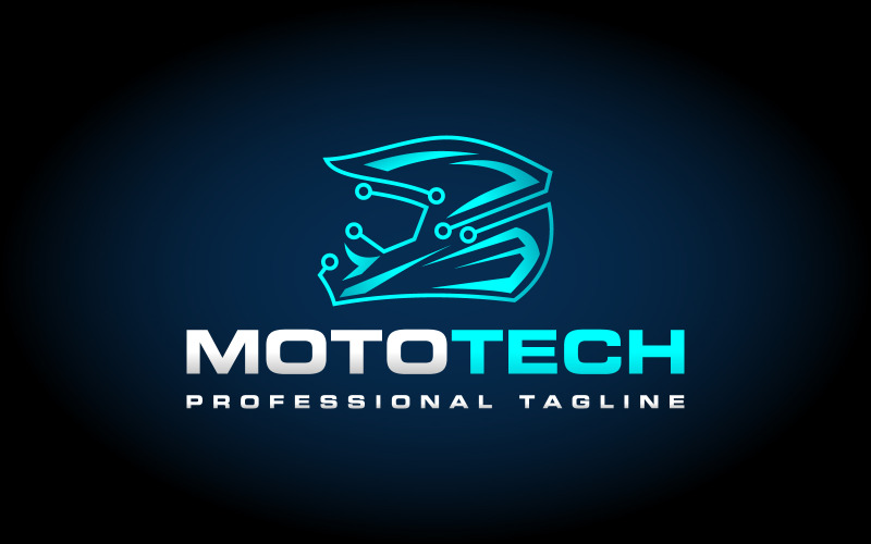 Logotipo de casco de tecnología de bicicleta de motor automotriz
