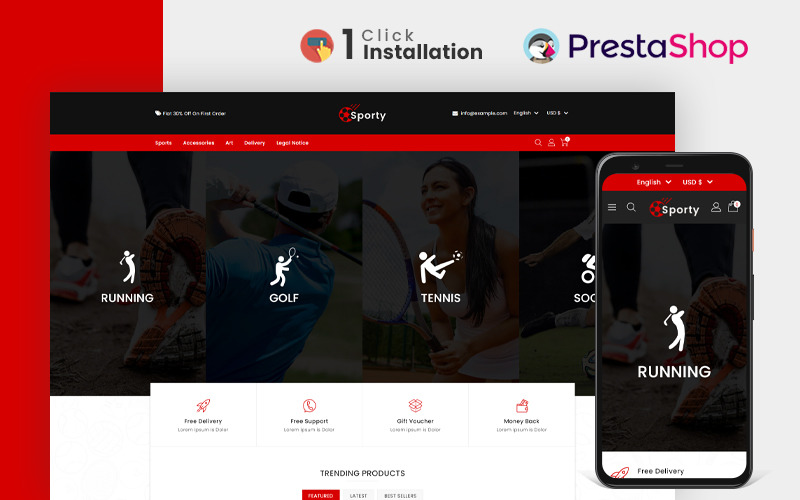 Sportos áruház PrestaShop téma