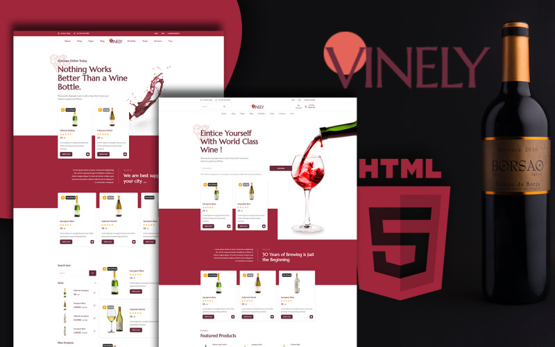 Vinely - Plantilla de sitio web HTML para tienda de vinos