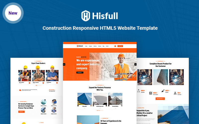 Hisfull - Constructie-responsieve HTML5-websitesjabloon