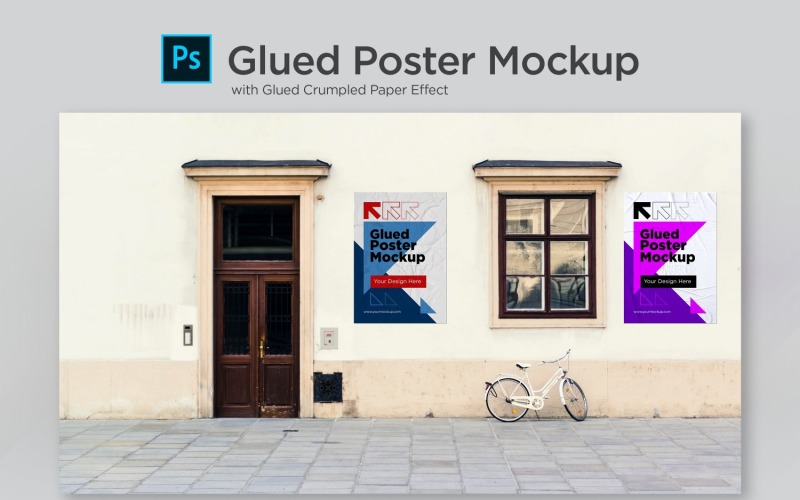 Poster Glued Paper Mockup with Two Poster Product Mockup