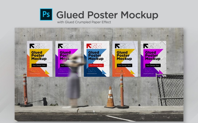 Poster Mockup with Glued Product Mockup