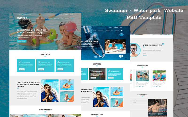 Swimmer Water Park webbplats PSD-mall