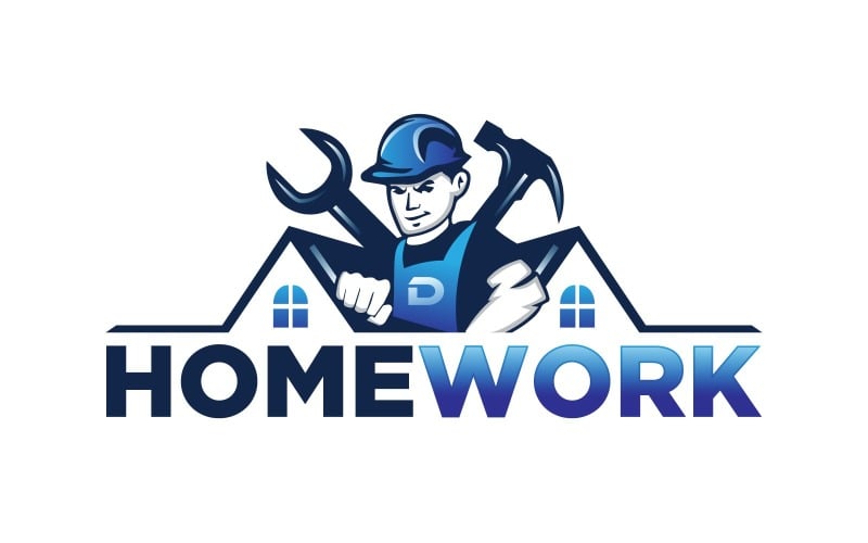 Home Huis Reparatie Bouw Klusjesman Logo Ontwerp