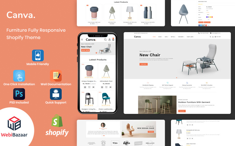 Canva - Shopify-sjabloon voor modern meubilair