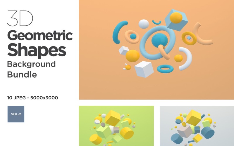 3D geometrické tvary iluze pozadí sada vol 2 ilustrace