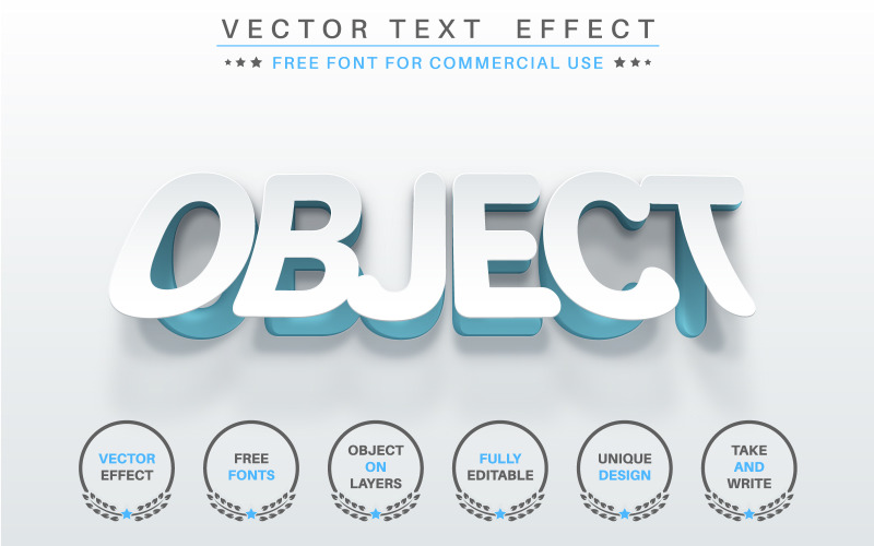Slice White Paper - Effetto testo modificabile, illustrazione grafica stile carattere