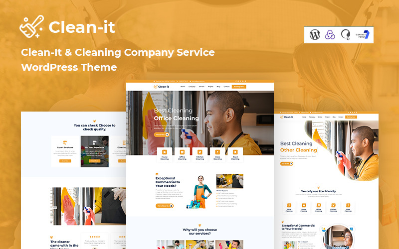Tema WordPress responsivo de serviço da empresa de limpeza Cleanit