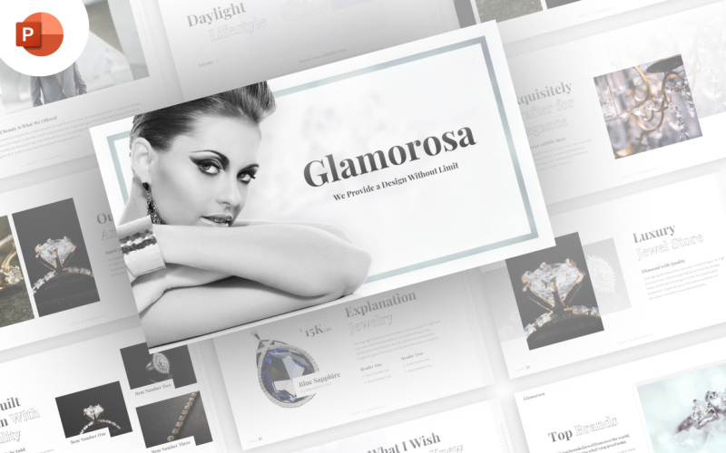 Glamorosa - elektronický obchod s klenoty PowerPoint šablony