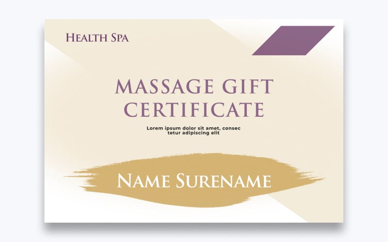 Modèle de certificat-cadeau de massage moderne gratuit