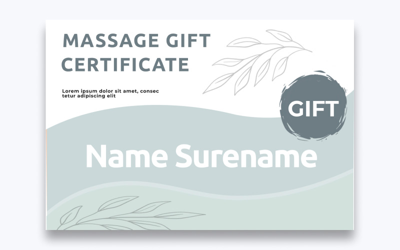 Plantilla de certificado de regalo de masaje elegante gratis
