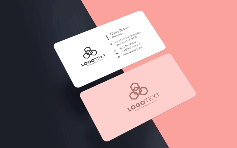 White Business Card Mockup on black and Pink Background Product Mockup