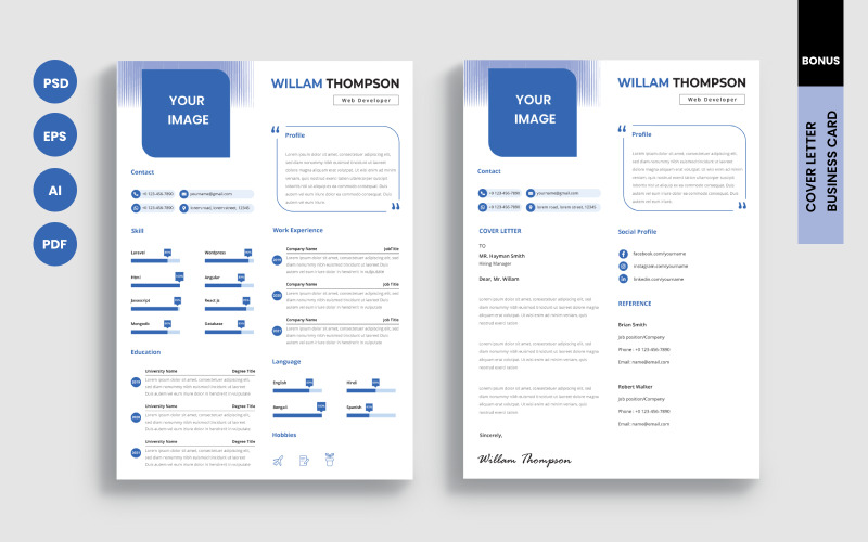Willam Thompson - Web Developer Clean Resume Template