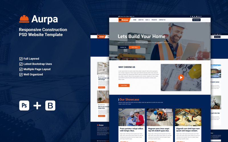 Aurpa responsiv webbplats PSD-mall