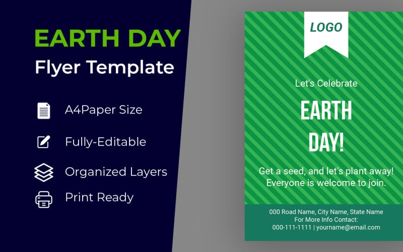 Happy Earth Day Flyer Design Corporate identity template