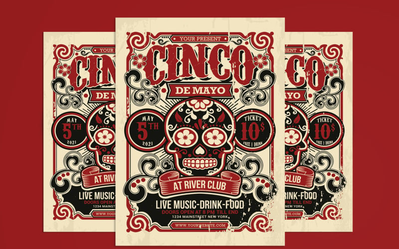 Modèle d'identité d'entreprise Cinco De Mayo Flyer