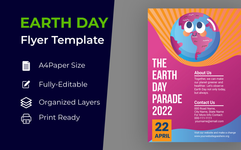 Modèle d'identité d'entreprise de conception de flyer personnalisé Earth Day