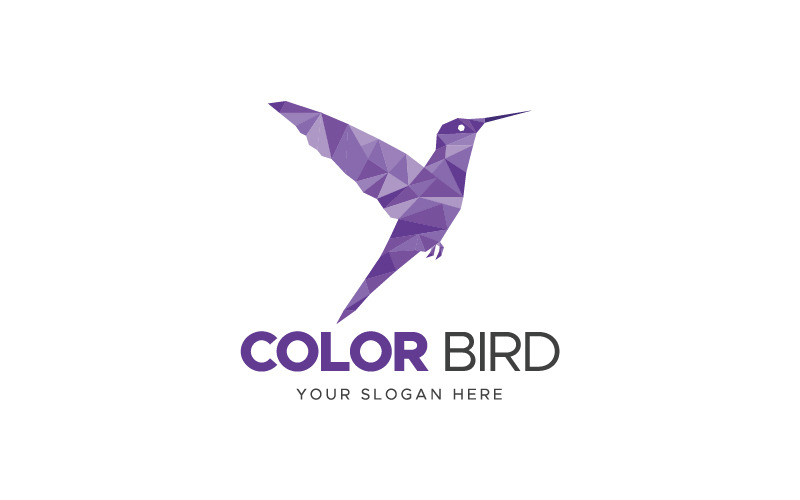 Modello di Logo di colore uccello basso poligono