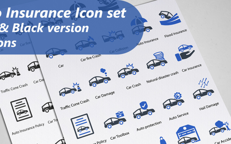 Plantilla de conjunto de iconos de seguro de automóvil