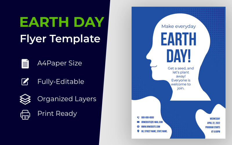 Projeto de folheto do Dia da Terra da Mãe Natureza Modelo de identidade corporativa