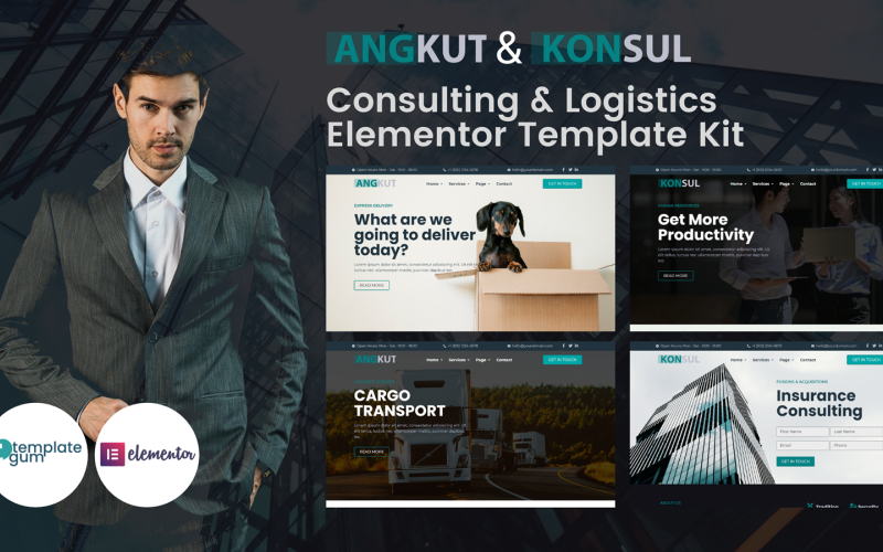 Angkut & Konsul - Kit Elementor de logística y consultoría