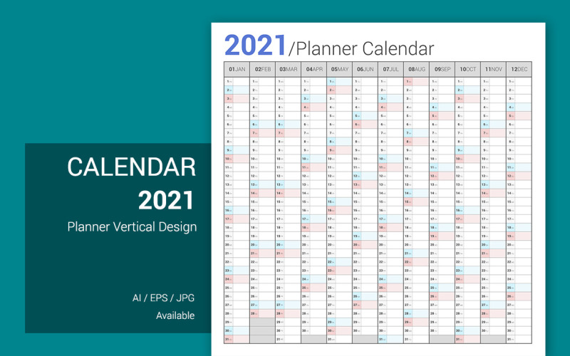 Calendario 2021 in stile semplice