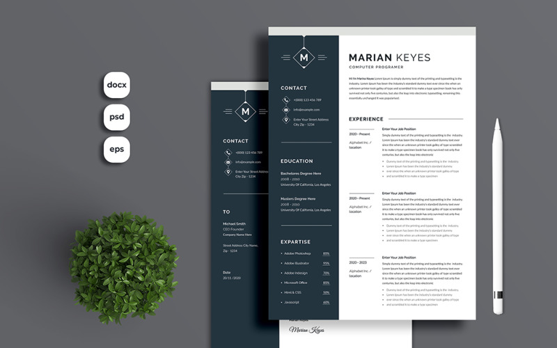 Marian Keyes Printable Resume Templates - TemplateMonster