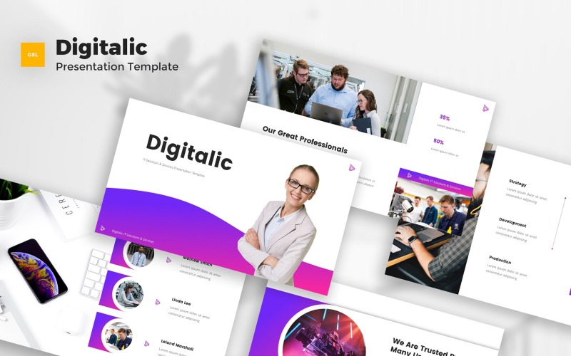 Digitalic - шаблон Google Slides для ИТ-решений и услуг