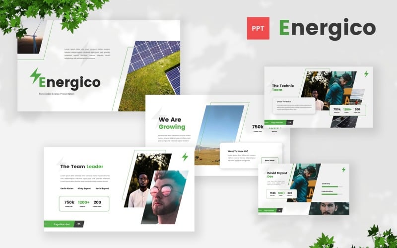 Energico - Шаблон PowerPoint по возобновляемым источникам энергии