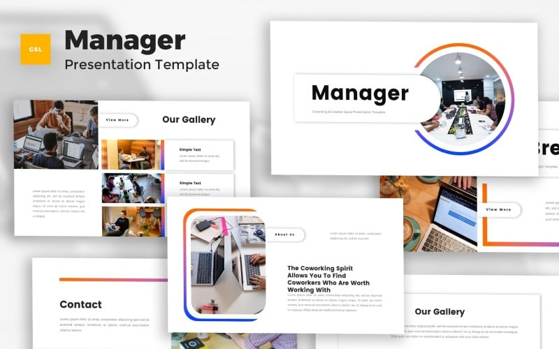 Manager - Google Slides-Vorlage für Co-Working & Creative Space