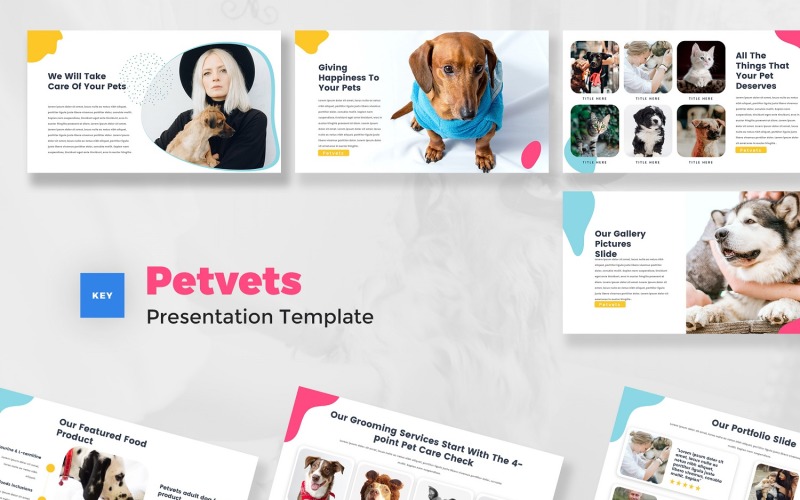 Petvets - szablon Keynote dotyczący opieki nad zwierzętami i sklepu zoologicznego