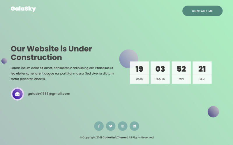Galasky-即将登陆页面的自适应Bootstrap5模板