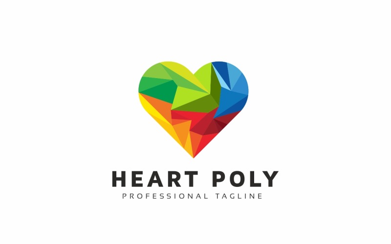 Шаблон логотипа многоугольника сердца