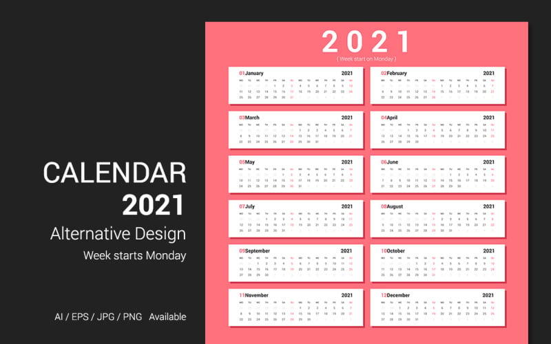 Takvim 2021 Haftası Pazartesi Planlayıcısı Başlıyor