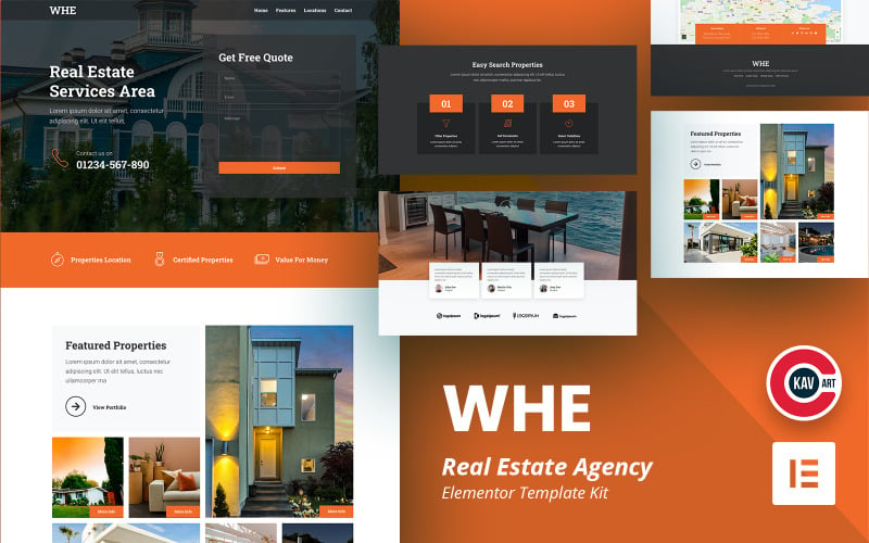 Whe - Plantilla Elementor de agencia inmobiliaria