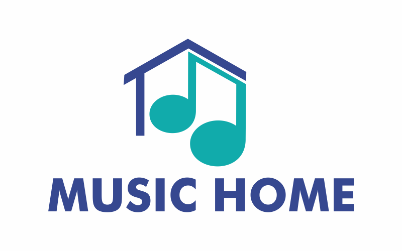 Modèle de logo de la ligne de musique pour la maison