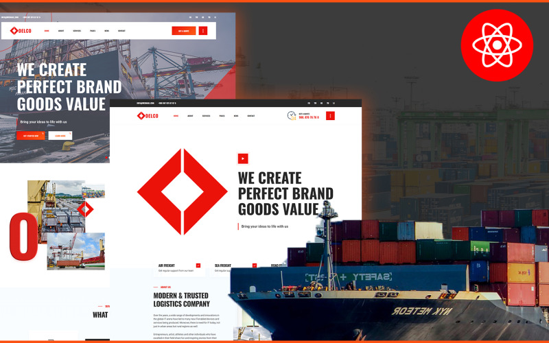 Modello di sito Web Delco Logistics Cargo React