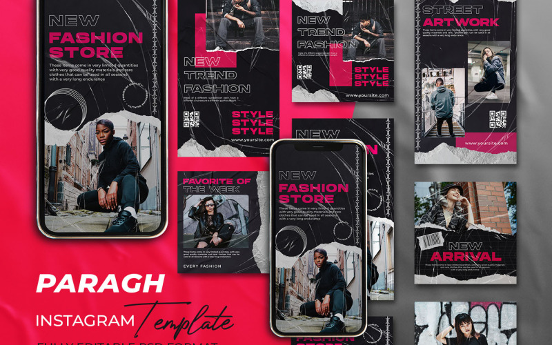 Paragh - Storie di Instagram e modello di post sui social media di moda urbana