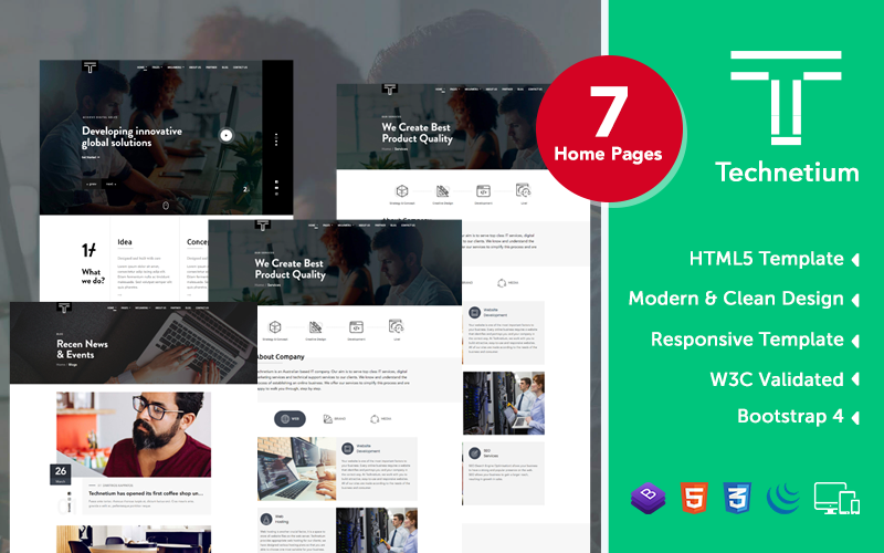 Technetium - Modello di sito web reattivo HTML5, CSS e JS dell'agenzia