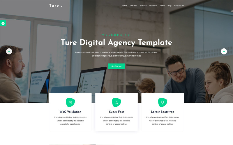 Ture - Digitális ügynökségi egyoldalas HTML-céloldal sablon