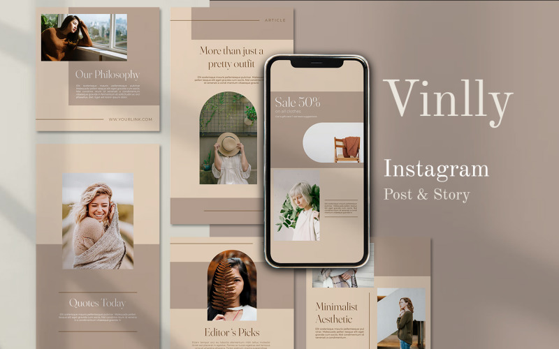Vinlly - Instagramverhalen & postsjabloon Minimalistische sociale media