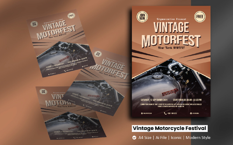 Vintage motorfiets festival flyer