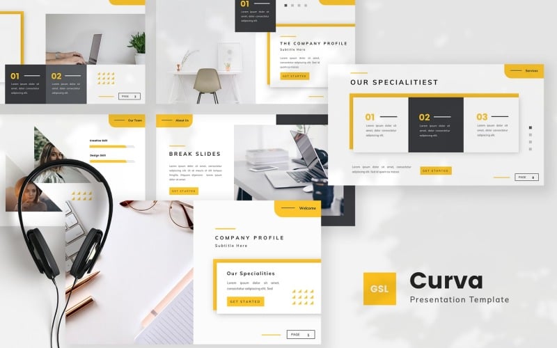 Curva-创意公司简介Google幻灯片模板