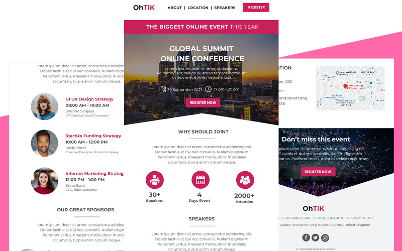 OhTik - Multipurpose Event Responsive Nieuwsbriefsjabloon