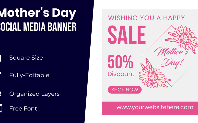 Çiçek Anneler Günü Banner Tasarımı