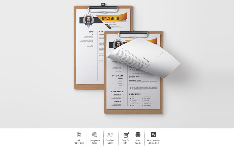 Jones Smith - CV-ontwerp voor een webontwikkelaar Afdrukbare CV-sjablonen