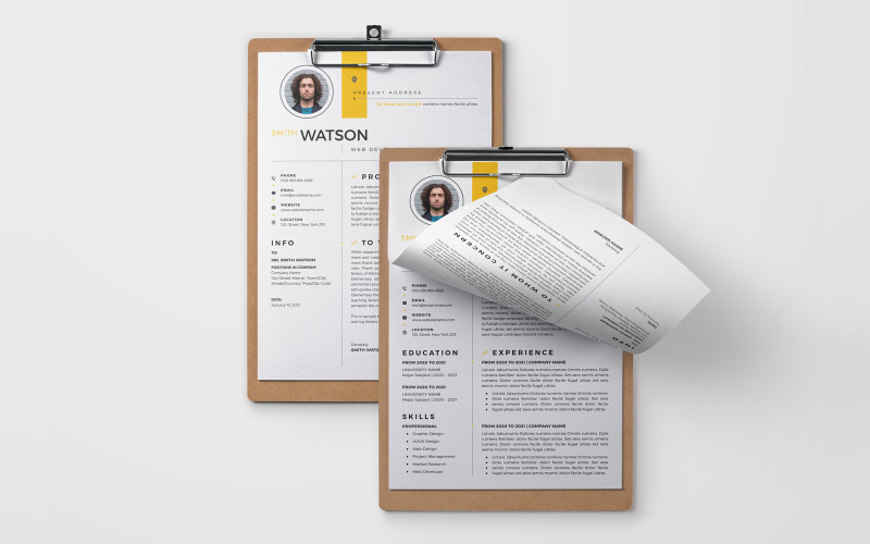 Smith Watson - CV Design per uno sviluppatore Web modelli di curriculum stampabili